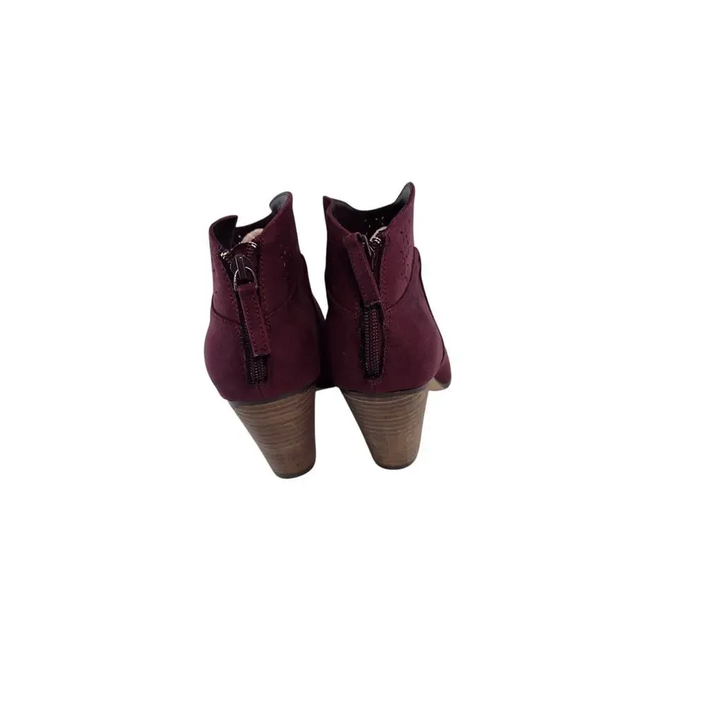 Maroon Jackson Short Block Heeled Booties by Violet & Red